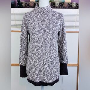 LLBean Signature cool grandma Marled Mock T Neck cotton/ linen sweater